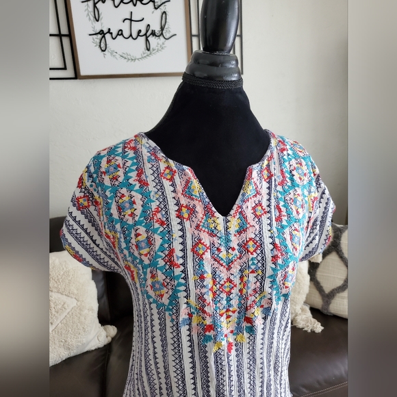 Savanna Jane Embroidered Multi Media Blouse Boho Chic Women's Size S Retro - Picture 12 of 12